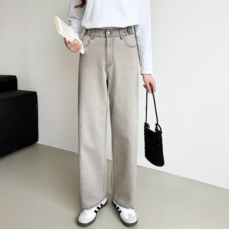 新色登場！楽革命デニム 疲れないストレッチデニム ウエスト調整ボタン付き | COCOMOMO | 詳細画像13 