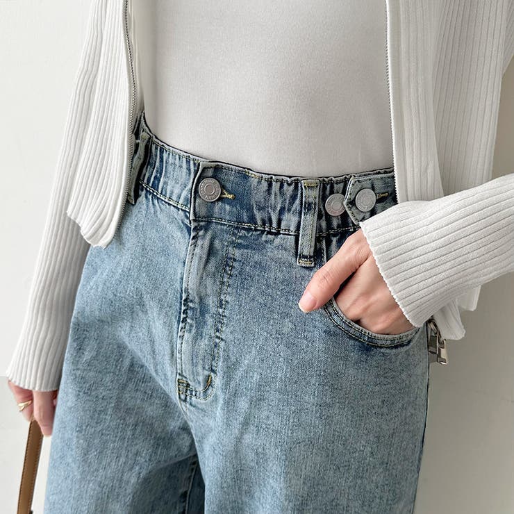 新色登場！楽革命デニム 疲れないストレッチデニム ウエスト調整ボタン付き | COCOMOMO | 詳細画像18 