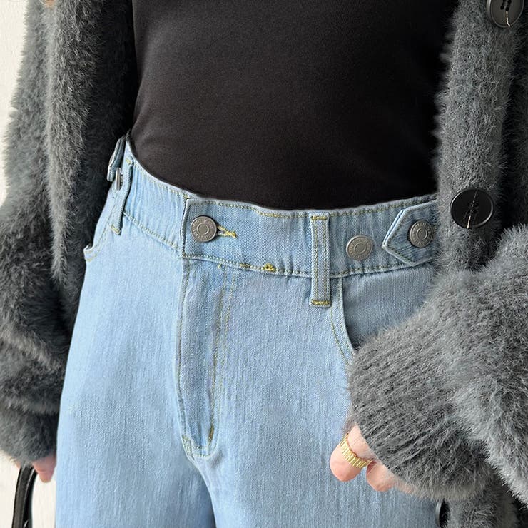 新色登場！楽革命デニム 疲れないストレッチデニム ウエスト調整ボタン付き | COCOMOMO | 詳細画像24 