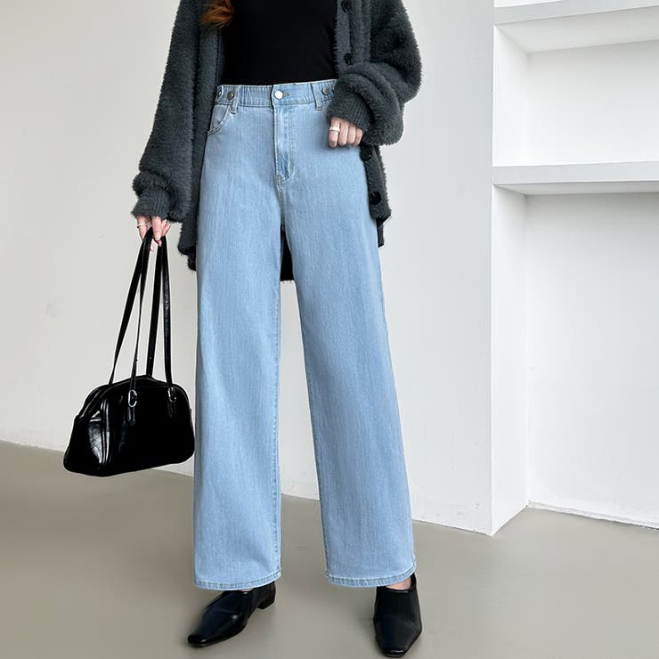 新色登場！楽革命デニム 疲れないストレッチデニム ウエスト調整ボタン付き | COCOMOMO | 詳細画像28 