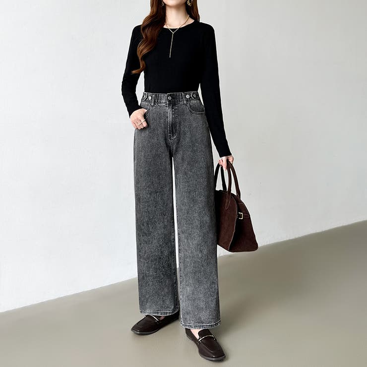 新色登場！楽革命デニム 疲れないストレッチデニム ウエスト調整ボタン付き | COCOMOMO | 詳細画像30 