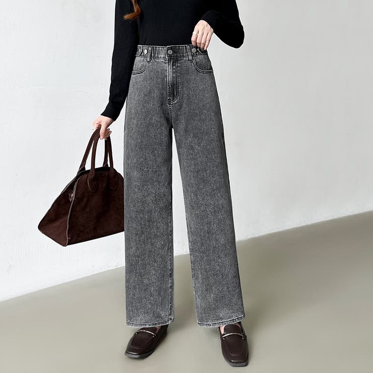 新色登場！楽革命デニム 疲れないストレッチデニム ウエスト調整ボタン付き | COCOMOMO | 詳細画像31 