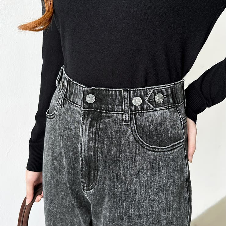 新色登場！楽革命デニム 疲れないストレッチデニム ウエスト調整ボタン付き | COCOMOMO | 詳細画像32 