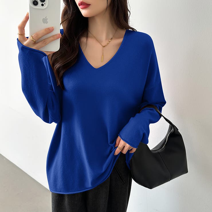 もっちり柔らかルーズニット Vネックニット オフィスカジュアル | COCOMOMO | 詳細画像22 