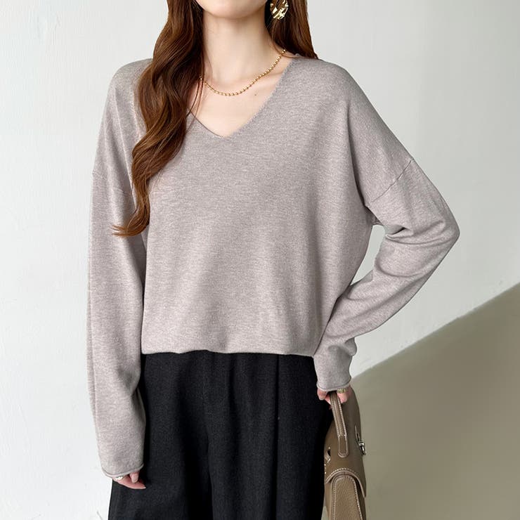 もっちり柔らかルーズニット Vネックニット オフィスカジュアル | COCOMOMO | 詳細画像25 