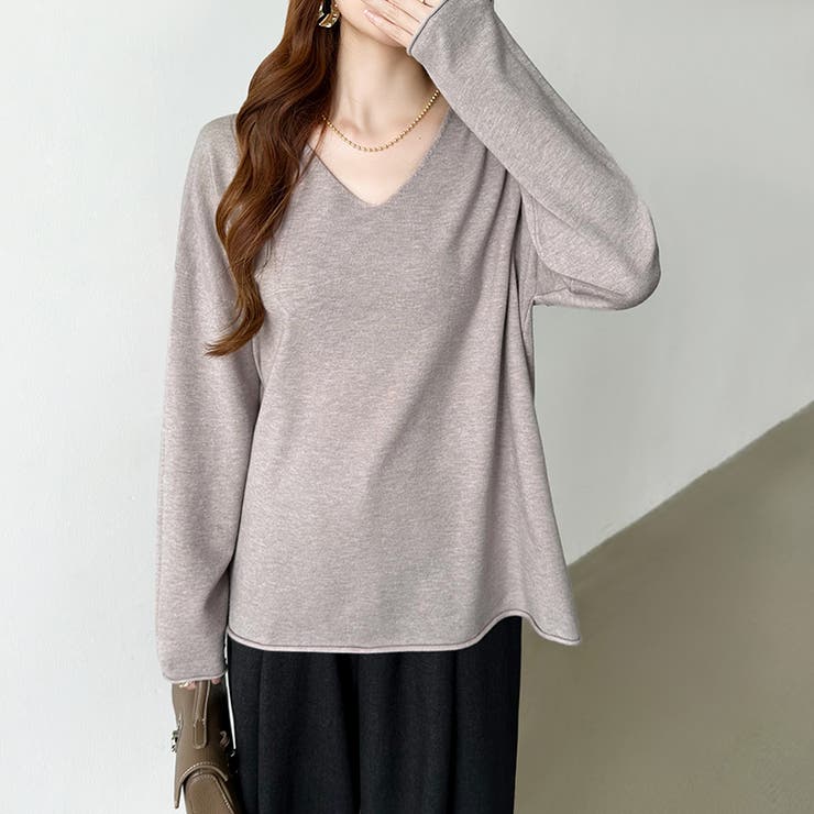 もっちり柔らかルーズニット Vネックニット オフィスカジュアル | COCOMOMO | 詳細画像26 