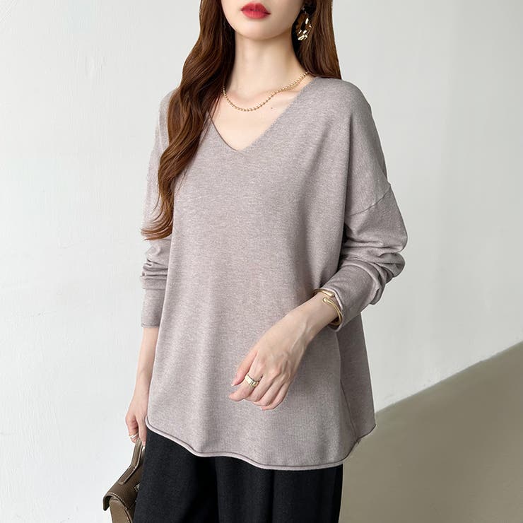 もっちり柔らかルーズニット Vネックニット オフィスカジュアル | COCOMOMO | 詳細画像27 