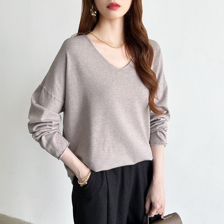 もっちり柔らかルーズニット Vネックニット オフィスカジュアル | COCOMOMO | 詳細画像31 