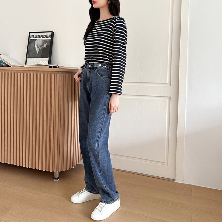 スクエアネックボーダーカットソー ボーダーロンT 長袖トップス | COCOMOMO | 詳細画像22