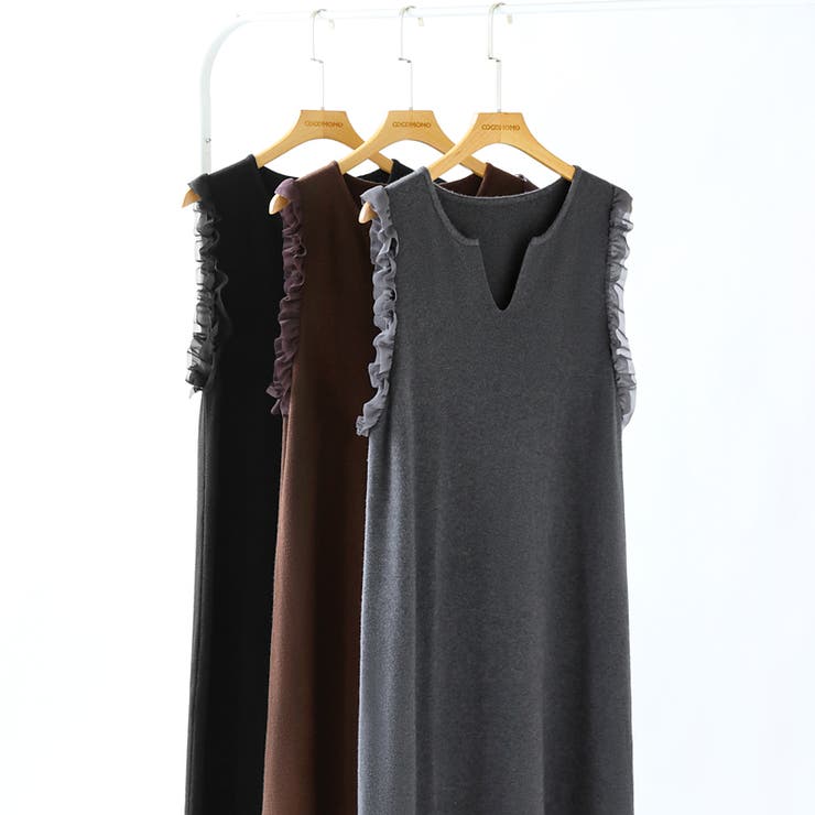 ジャンパースカート ショルダーフリル ニットワンピース | COCOMOMO | 詳細画像20 