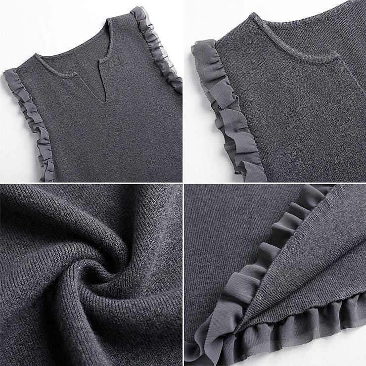 ジャンパースカート ショルダーフリル ニットワンピース | COCOMOMO | 詳細画像21 