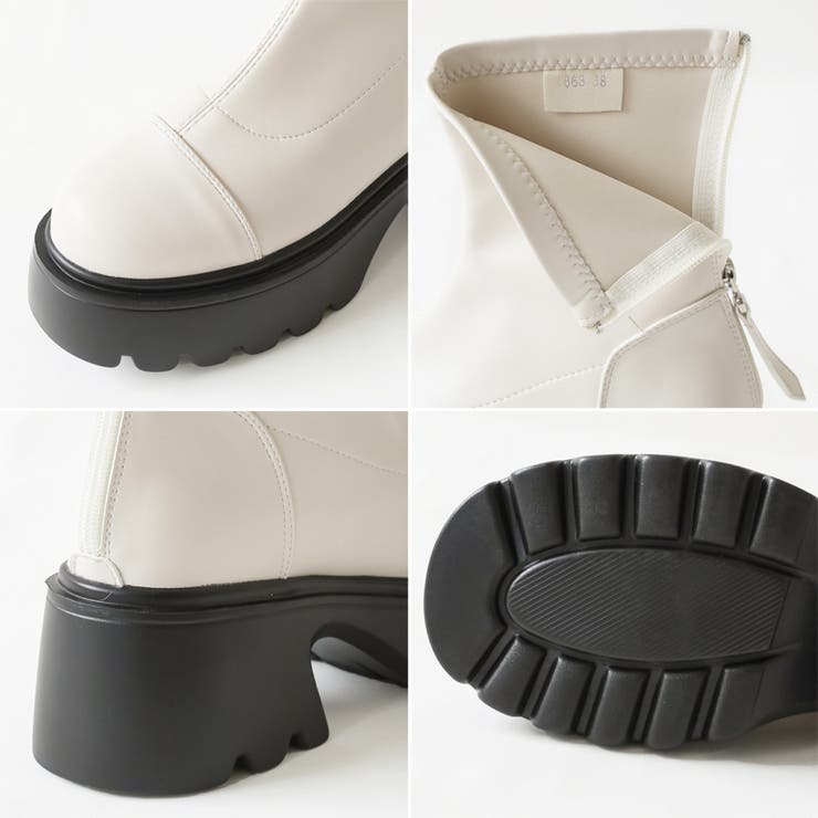 厚底ショートブーツ トラックソール バックジップ | COCOMOMO | 詳細画像22 