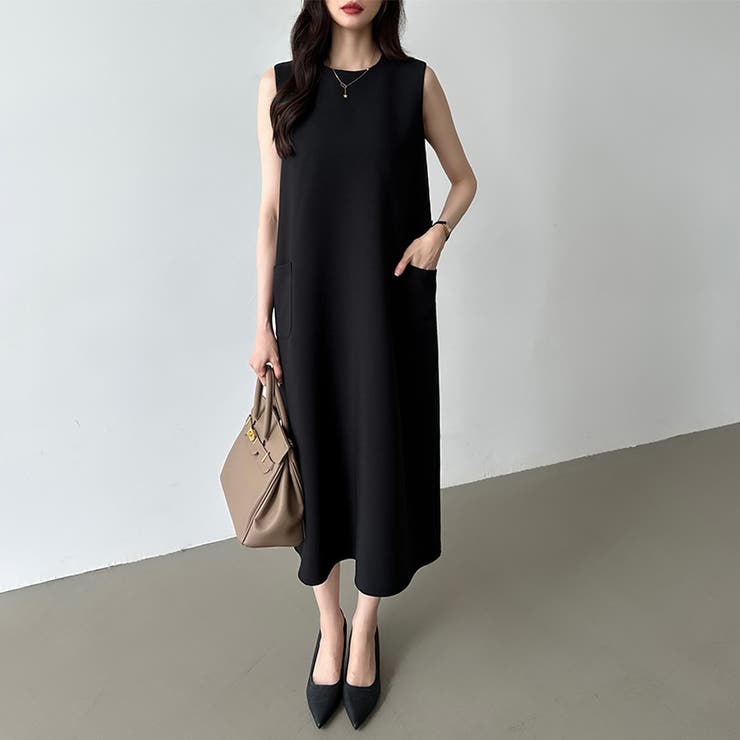 ▪️ココロア▪️ロングジョン▪️サイズMS▪️ ノースリーブワンピース ロングワンピース オケージョン[品番