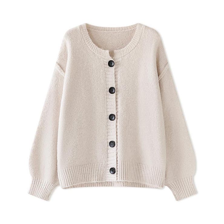 カーディガン クルーネックカーディガン ドロップショルダー[品番