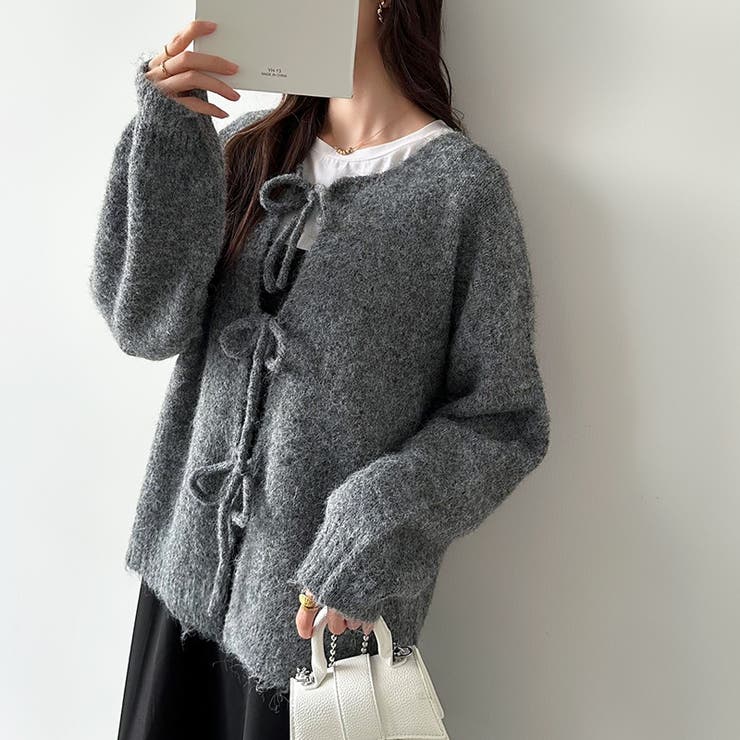 前後2way リボンカーディガン ニットカーディガン | COCOMOMO | 詳細画像16 