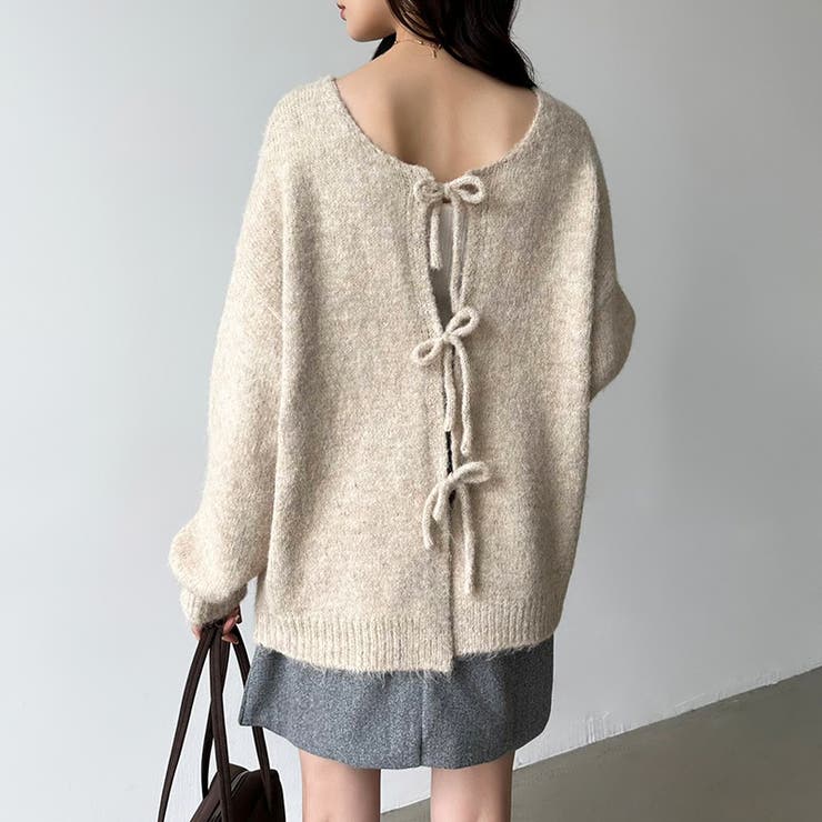 前後2way リボンカーディガン ニットカーディガン | COCOMOMO | 詳細画像24 