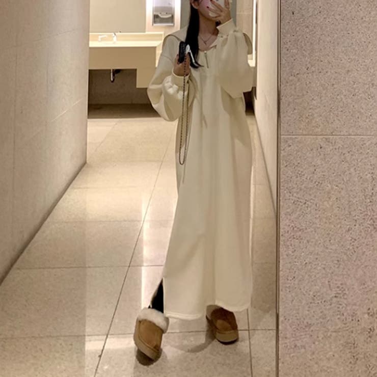 裏起毛 ハーフジップワンピース ロングワンピース | COCOMOMO | 詳細画像11 