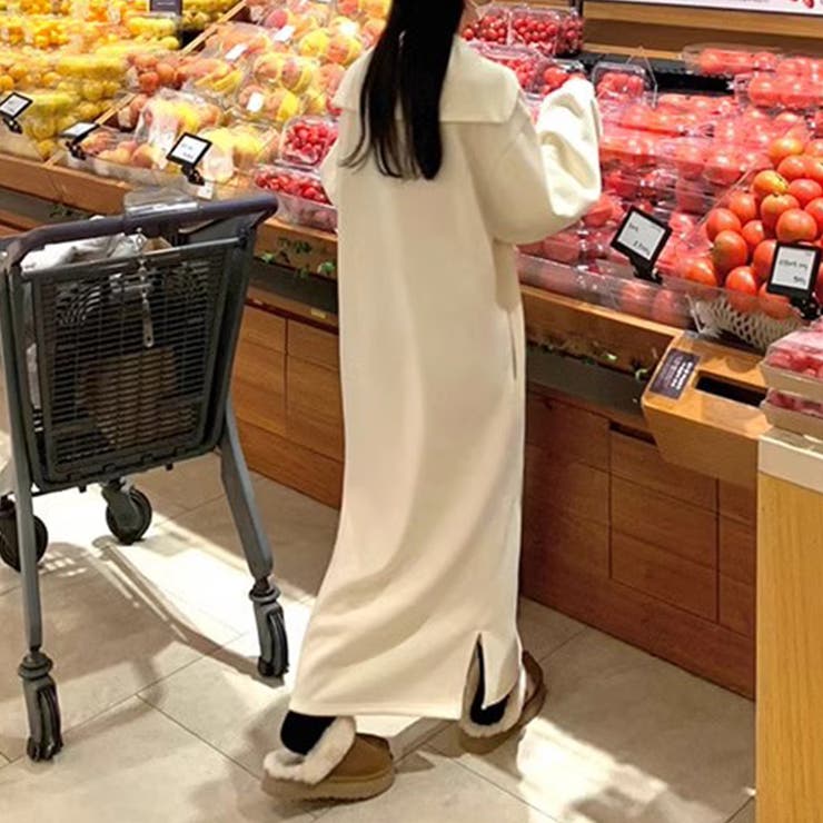 裏起毛 ハーフジップワンピース ロングワンピース | COCOMOMO | 詳細画像12 