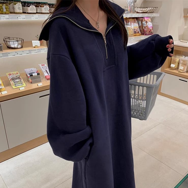 裏起毛 ハーフジップワンピース ロングワンピース | COCOMOMO | 詳細画像14 