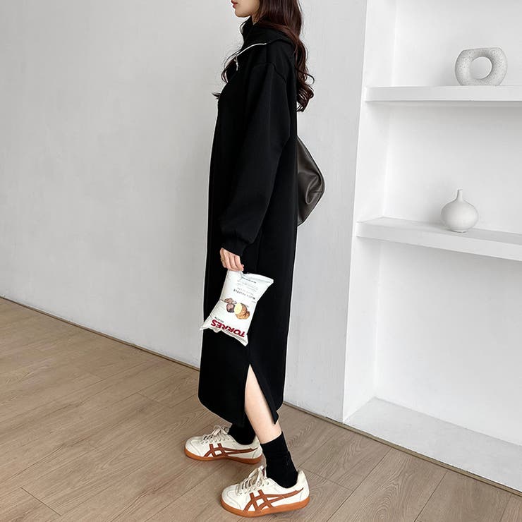 裏起毛 ハーフジップワンピース ロングワンピース | COCOMOMO | 詳細画像31 