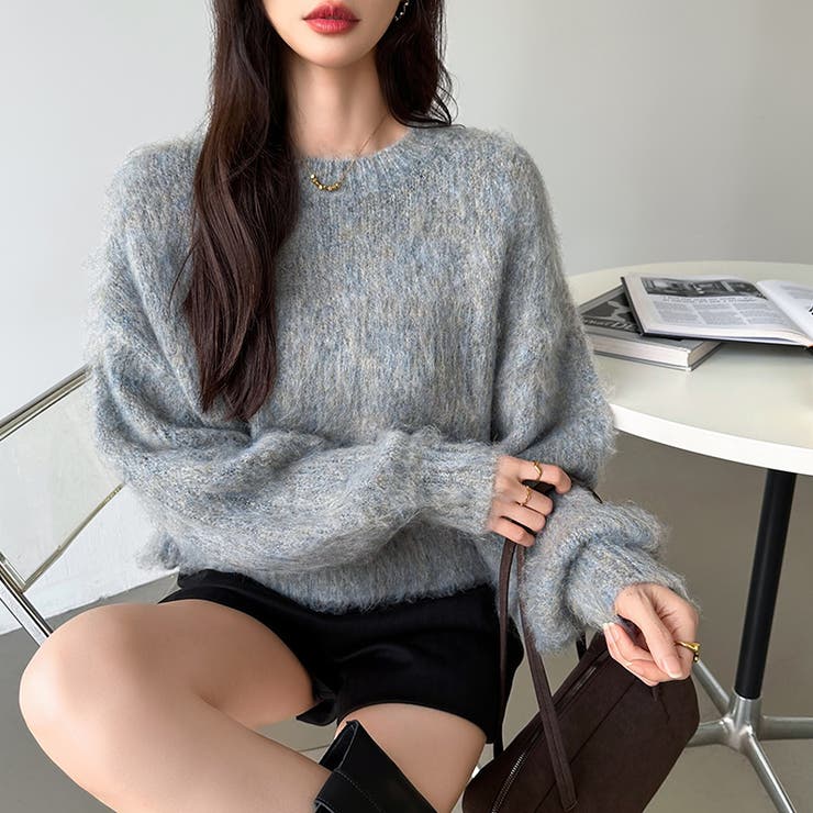 モヘアタッチ ミックスカラーニット ショートニット | COCOMOMO | 詳細画像17 