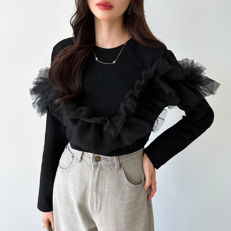 チュールドッキングトップス 2wayチュール ロンT | COCOMOMO | 詳細画像13 