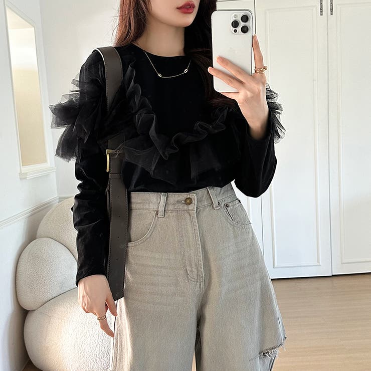 チュールドッキングトップス 2wayチュール ロンT | COCOMOMO | 詳細画像18 