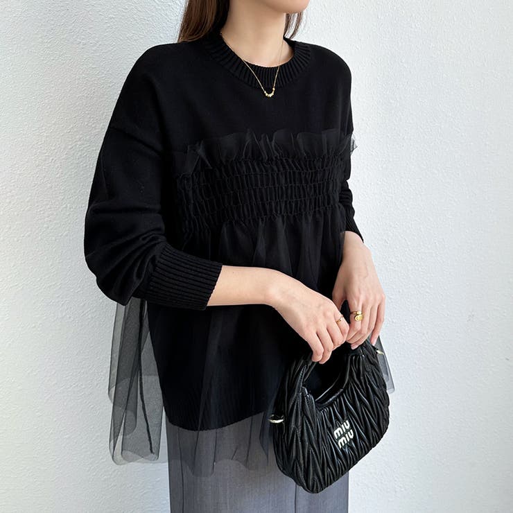 チュールドッキングニット ビスチェ風トップス チュニック | COCOMOMO | 詳細画像14 