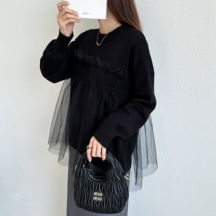 チュールドッキングニット ビスチェ風トップス チュニック | COCOMOMO | 詳細画像15 