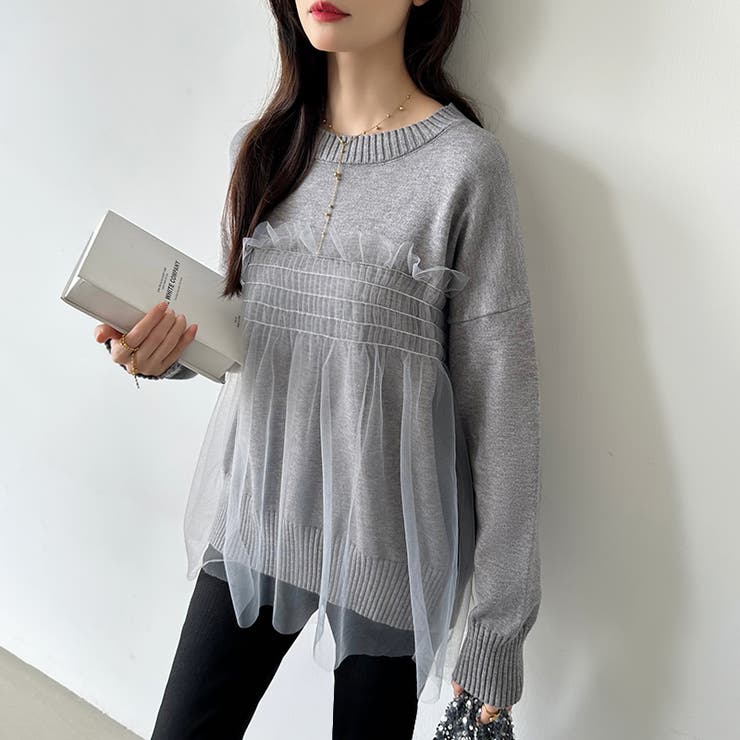 チュールドッキングニット ビスチェ風トップス チュニック | COCOMOMO | 詳細画像3 