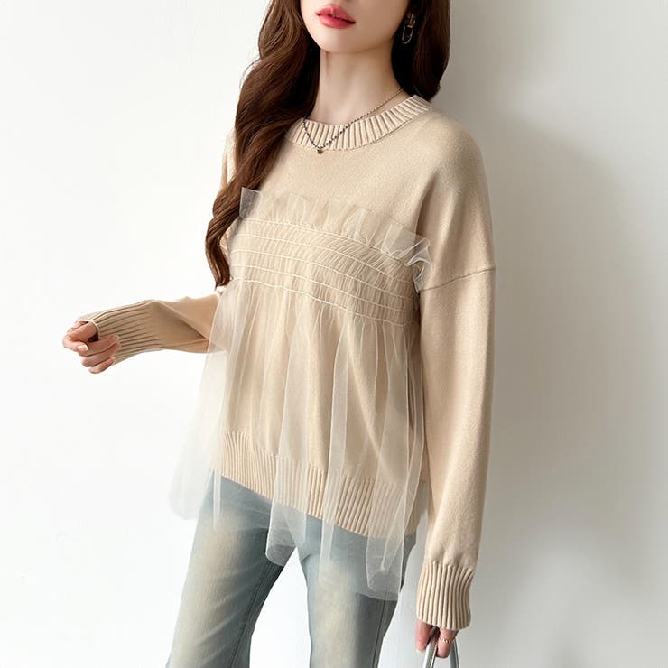 チュールドッキングニット ビスチェ風トップス チュニック | COCOMOMO | 詳細画像22 