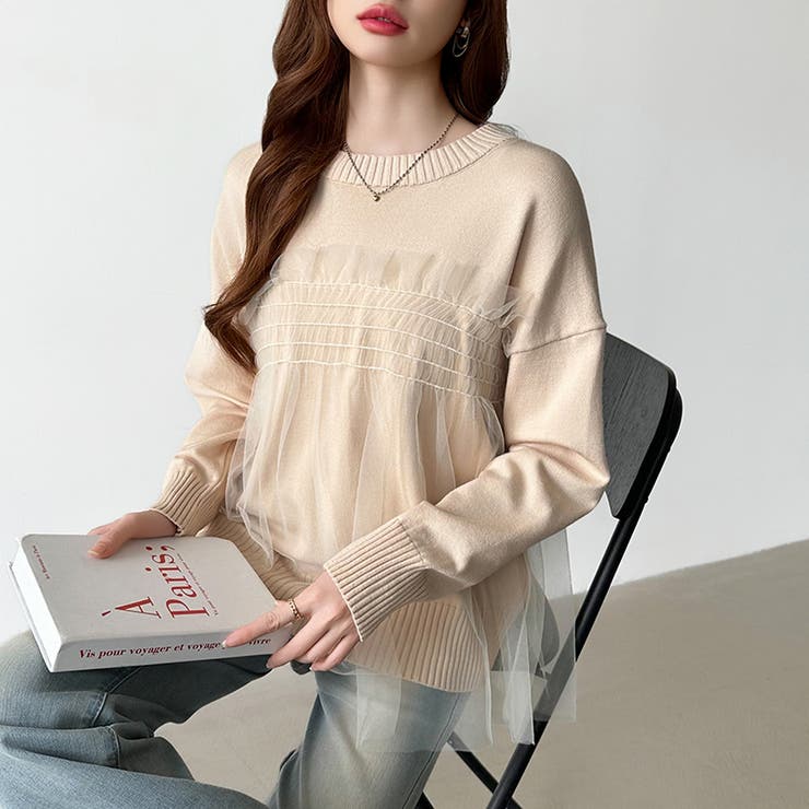 チュールドッキングニット ビスチェ風トップス チュニック | COCOMOMO | 詳細画像24 