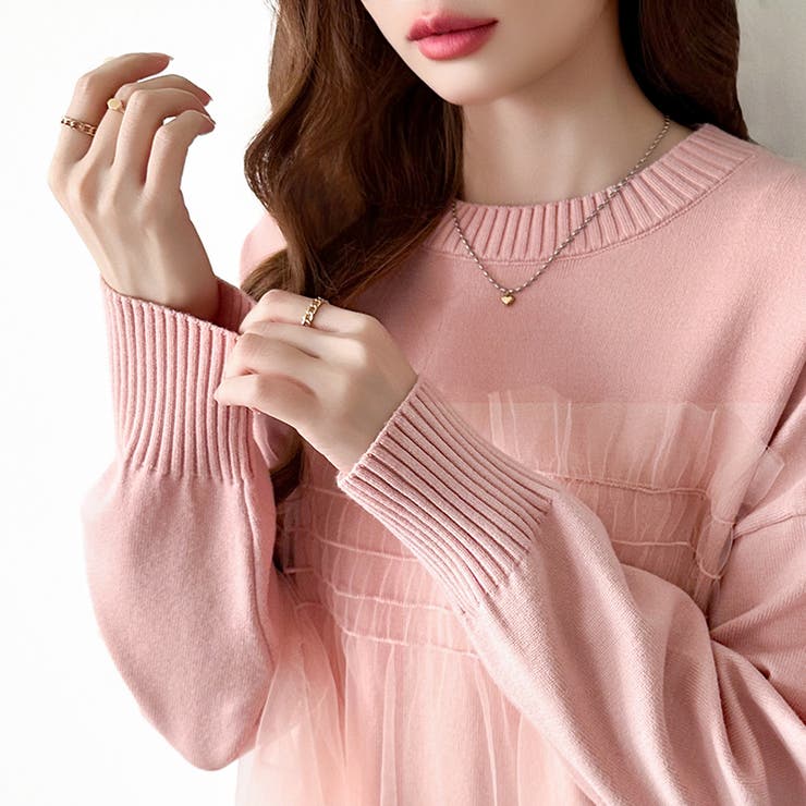 チュールドッキングニット ビスチェ風トップス チュニック | COCOMOMO | 詳細画像27 