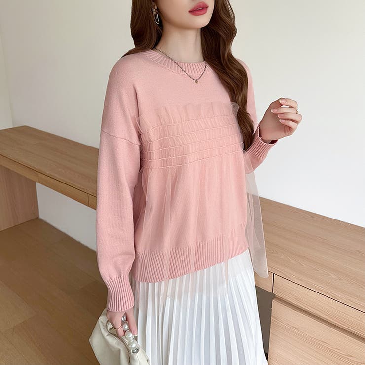 チュールドッキングニット ビスチェ風トップス チュニック | COCOMOMO | 詳細画像30 