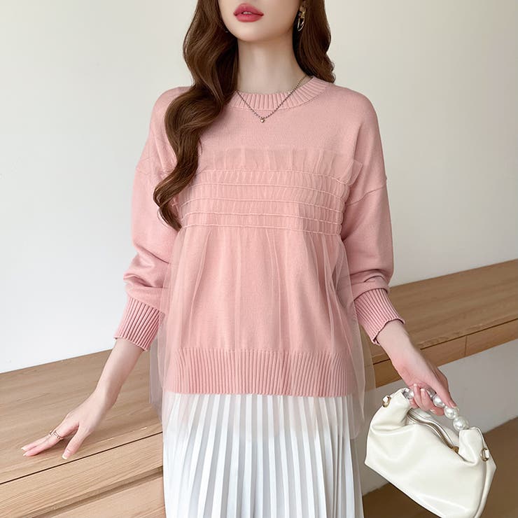 チュールドッキングニット ビスチェ風トップス チュニック | COCOMOMO | 詳細画像32 