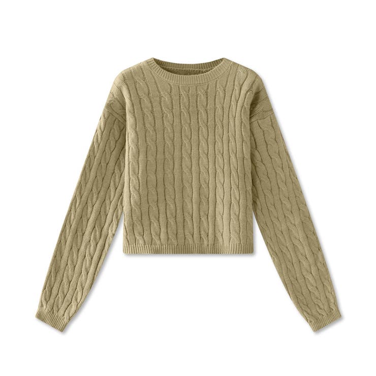 ケーブルニット ショート丈 ニットセーター | COCOMOMO | 詳細画像13 