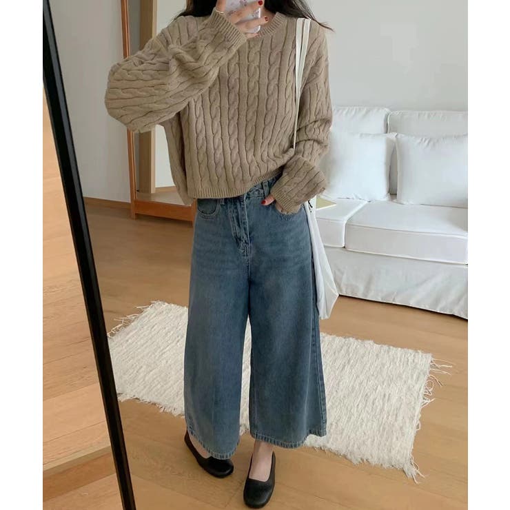 ケーブルニット ショート丈 ニットセーター | COCOMOMO | 詳細画像6 