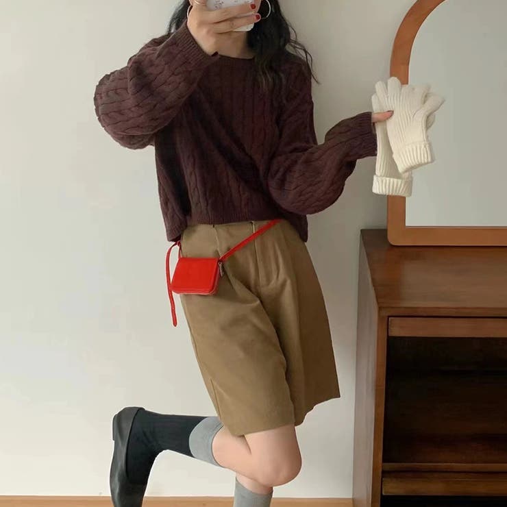 ケーブルニット ショート丈 ニットセーター | COCOMOMO | 詳細画像7 