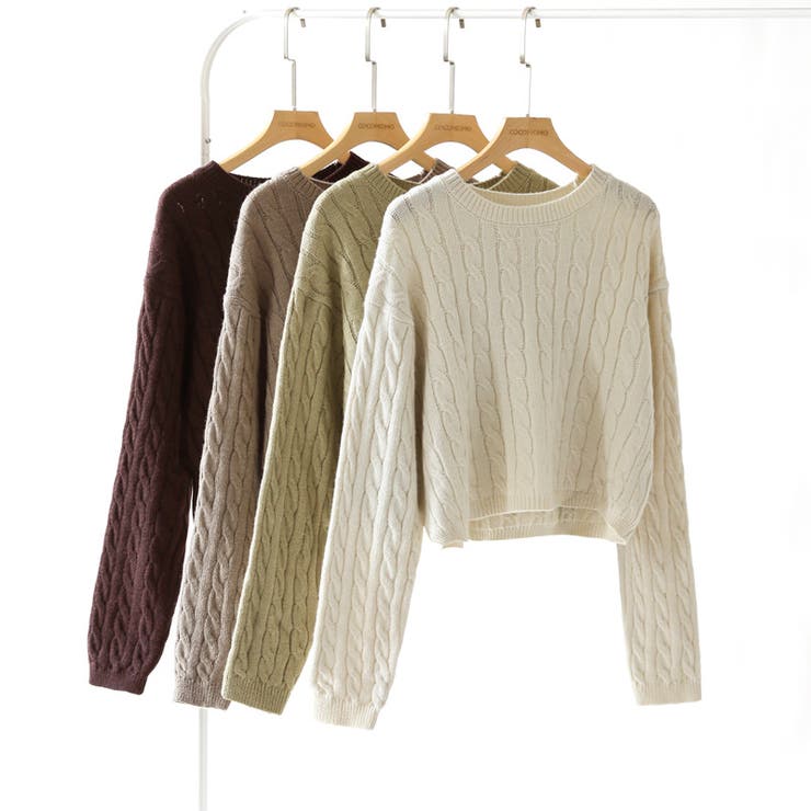 ケーブルニット ショート丈 ニットセーター | COCOMOMO | 詳細画像9 