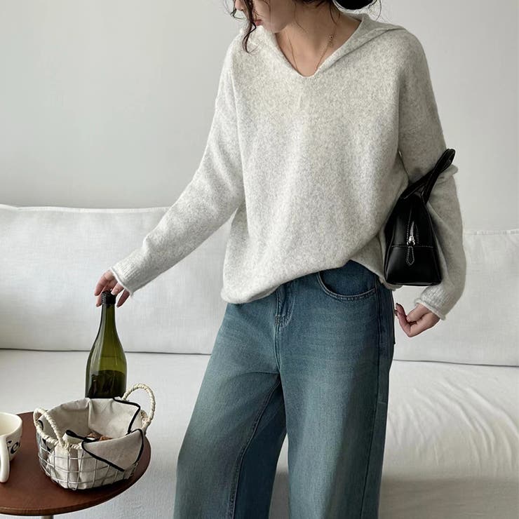 セーラーカラーニット Vネック プルオーバーニット | COCOMOMO | 詳細画像3 