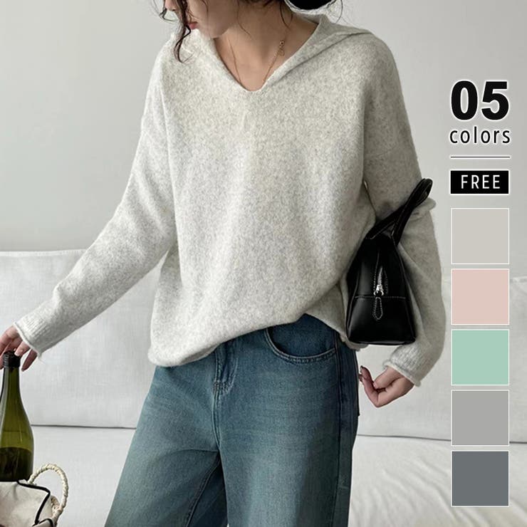 ホワイト | セーラーカラーニット Vネック プルオーバーニット | COCOMOMO