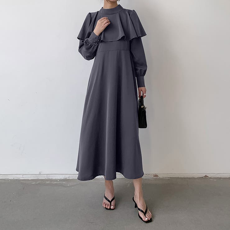 ケープワンピース ワンピース ロングワンピース[品番