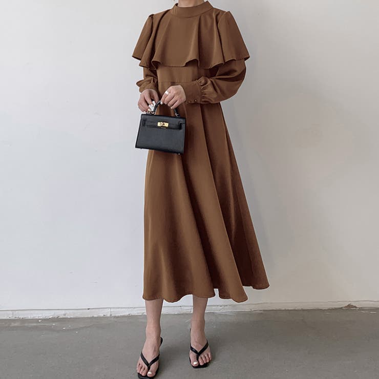 ケープワンピース ワンピース ロングワンピース[品番