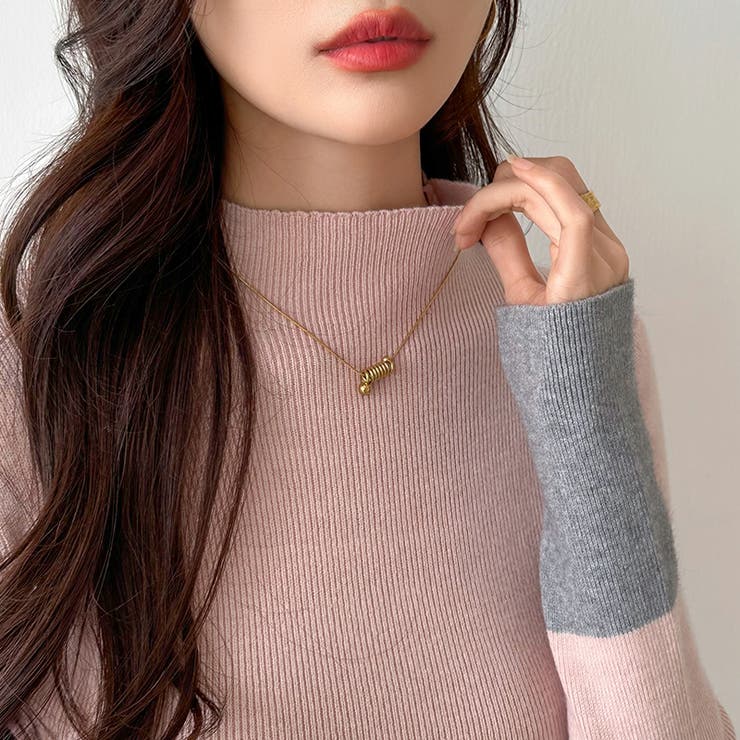 配色ニット リブニット ハイネック | COCOMOMO | 詳細画像10 