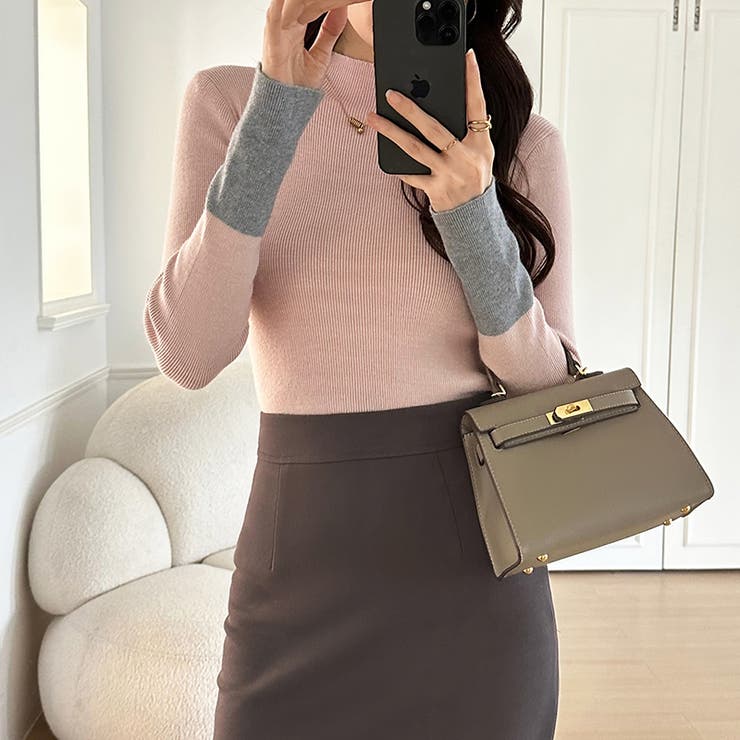 配色ニット リブニット ハイネック | COCOMOMO | 詳細画像13 