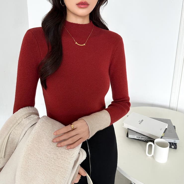 配色ニット リブニット ハイネック | COCOMOMO | 詳細画像15 