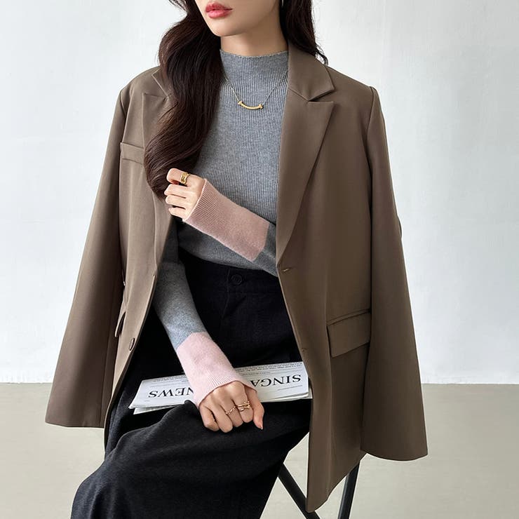 配色ニット リブニット ハイネック | COCOMOMO | 詳細画像24 