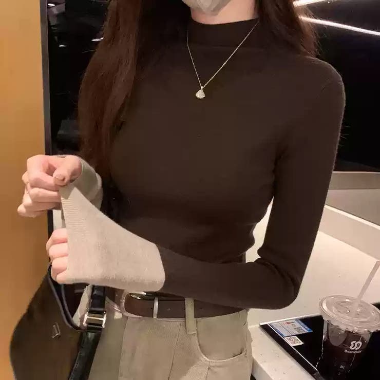 配色ニット リブニット ハイネック | COCOMOMO | 詳細画像37 