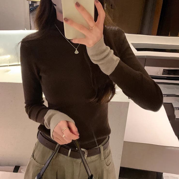 配色ニット リブニット ハイネック | COCOMOMO | 詳細画像39 