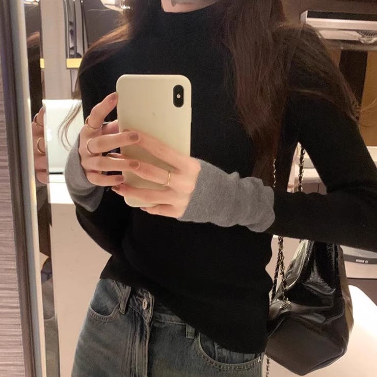 配色ニット リブニット ハイネック | COCOMOMO | 詳細画像45 